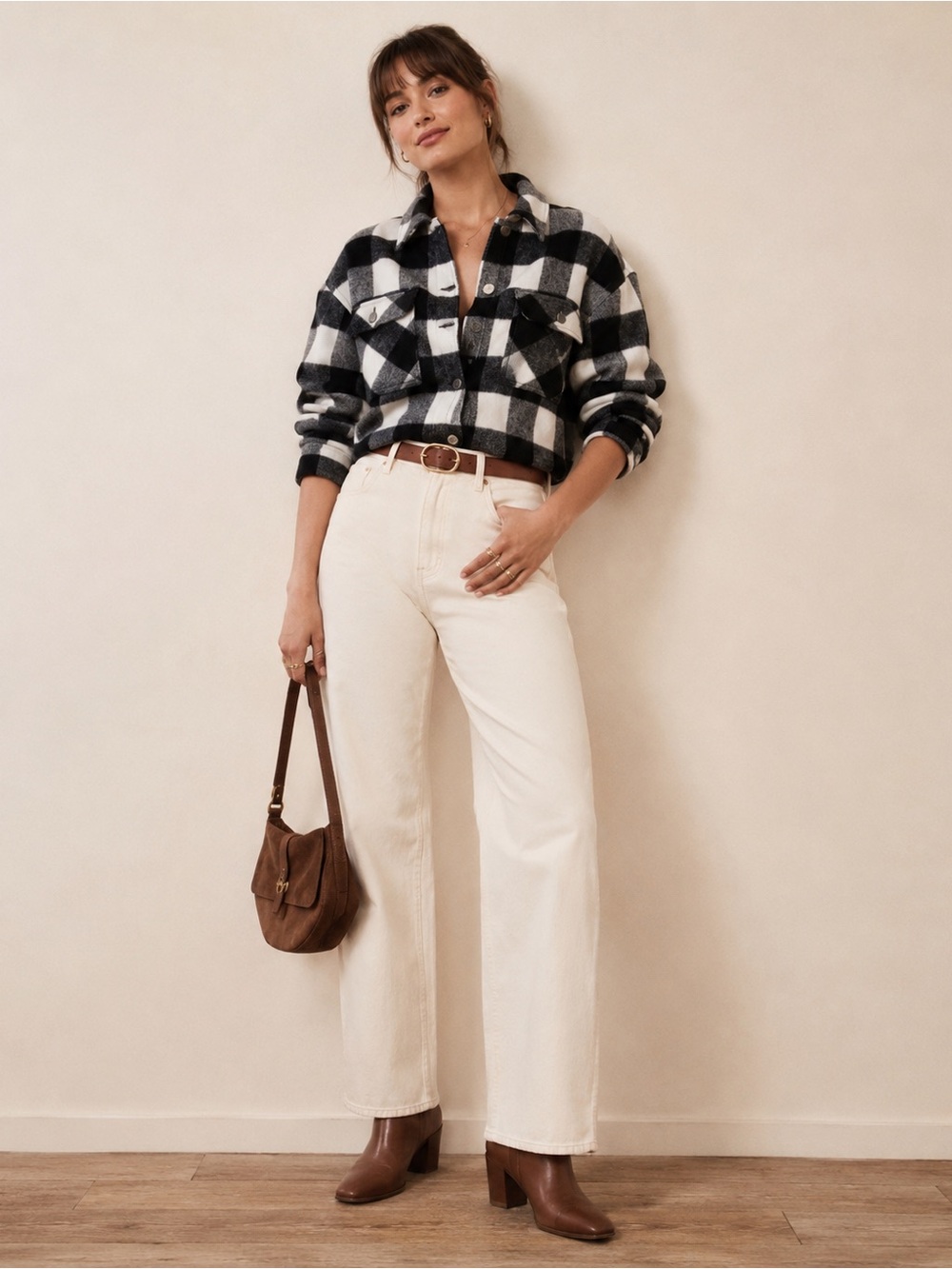 Zara Black and White Cropped Shacket